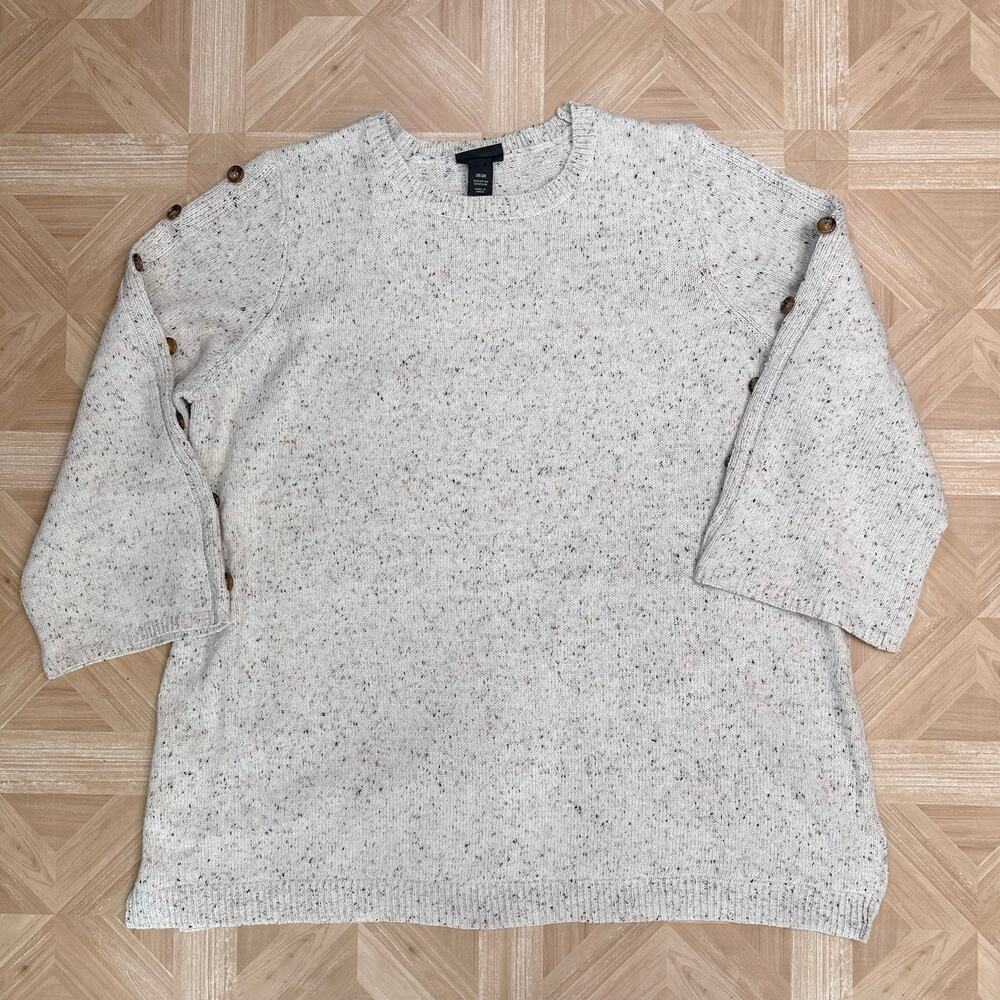 Lane Bryant Cream Multicolor Speckled Oversized Knit Sweater Womens Plus 26/28